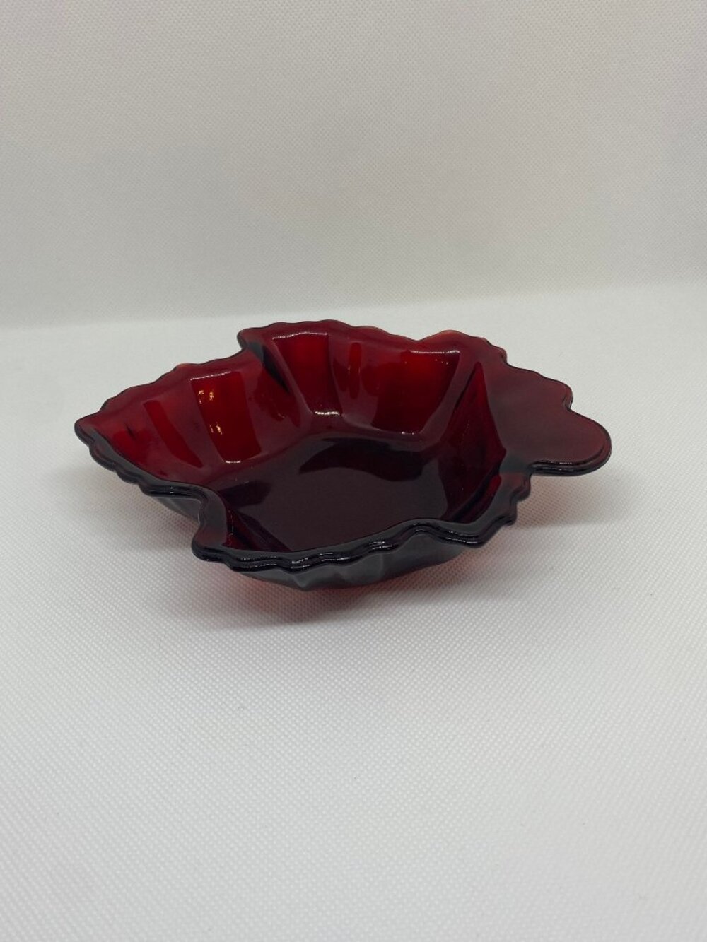 Royal Ruby Anchor Hocking Leaf Dish